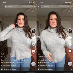 Grey Cowl-Neck Knit Sweater